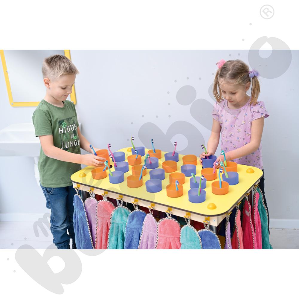 Duży stolik na kubeczki 26 szt. - blat żółty