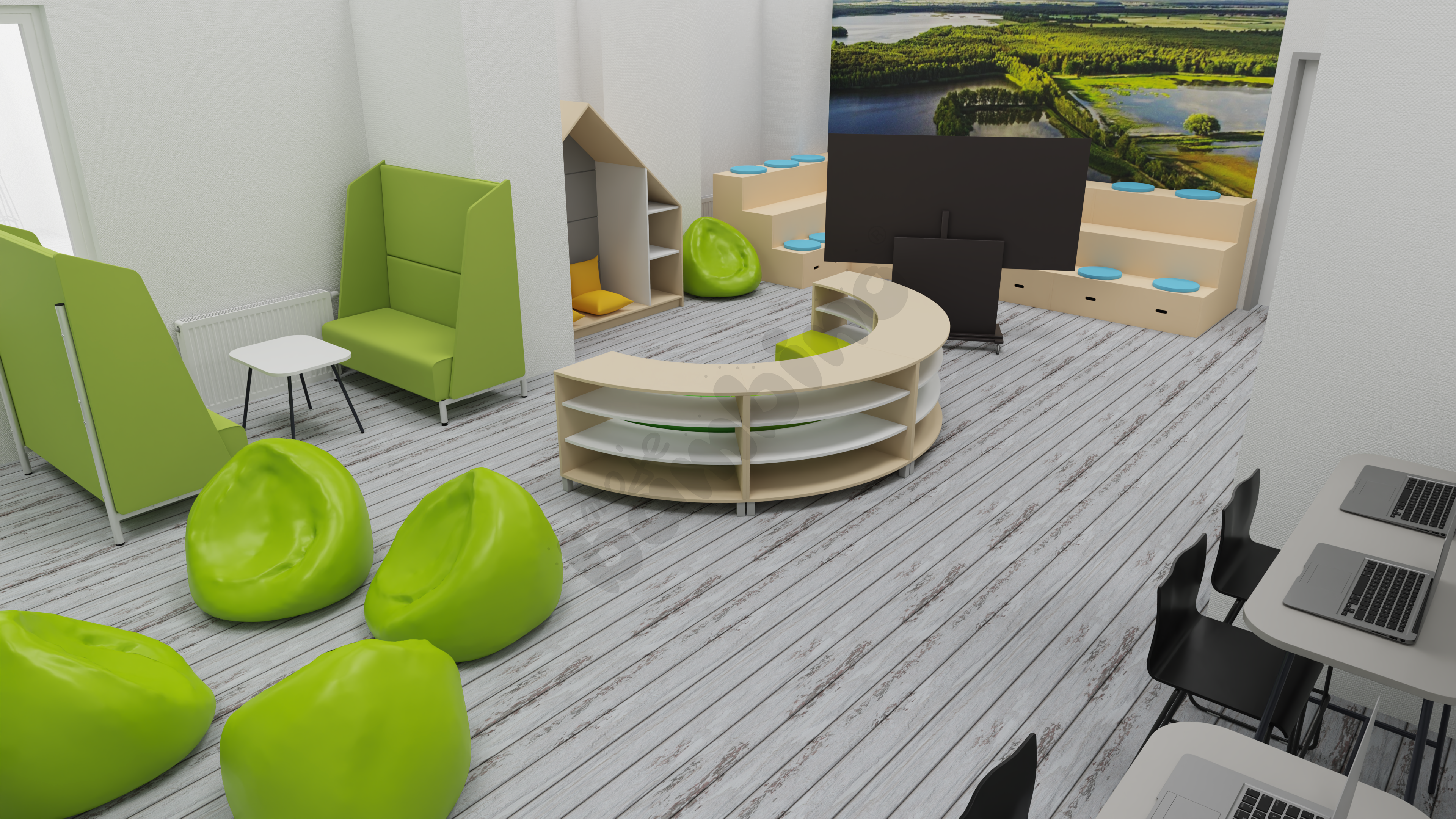 Kącik ciszy w  świetlicy szkolnej