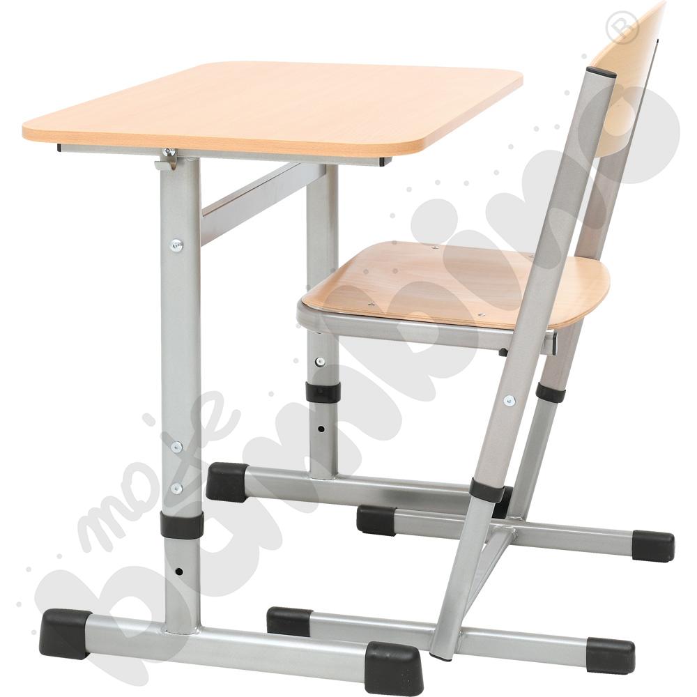 Stół IN-T 1-os. buk z krzesłem T wzmocnionym, rozm. 5-6, aluminium