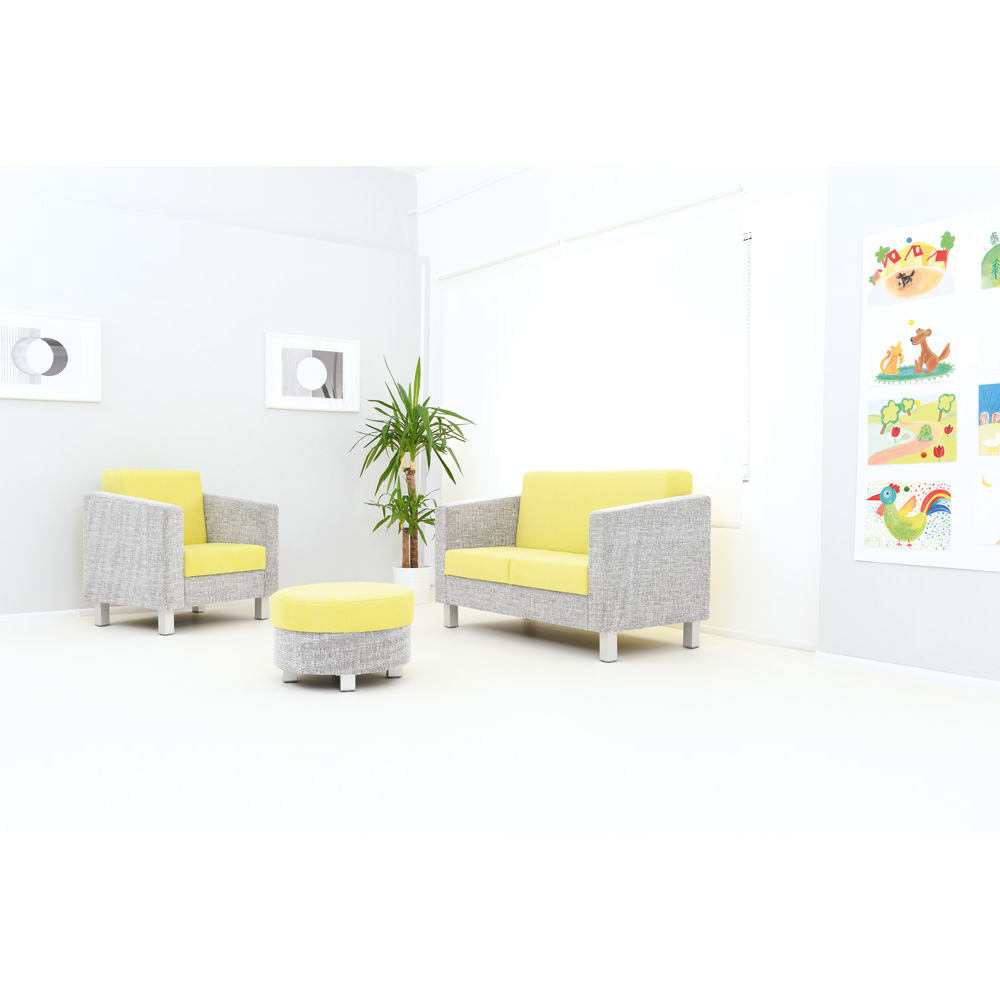 Taburetka Relax okrúhla šedo-zelená - hranaté nožičky