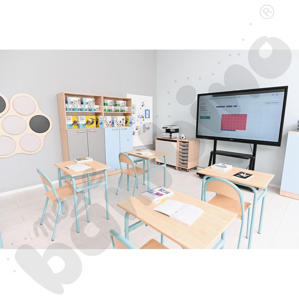 Stół Daniel 1-os. klon 375 z krzesłem P, rozm. 6, turkusowe