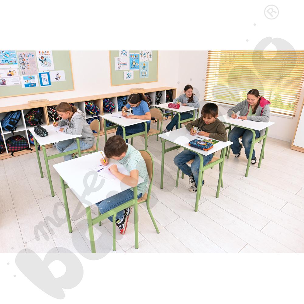 Stół Daniel 1-os. biały z krzesłem P, rozm. 6, oliwkowe