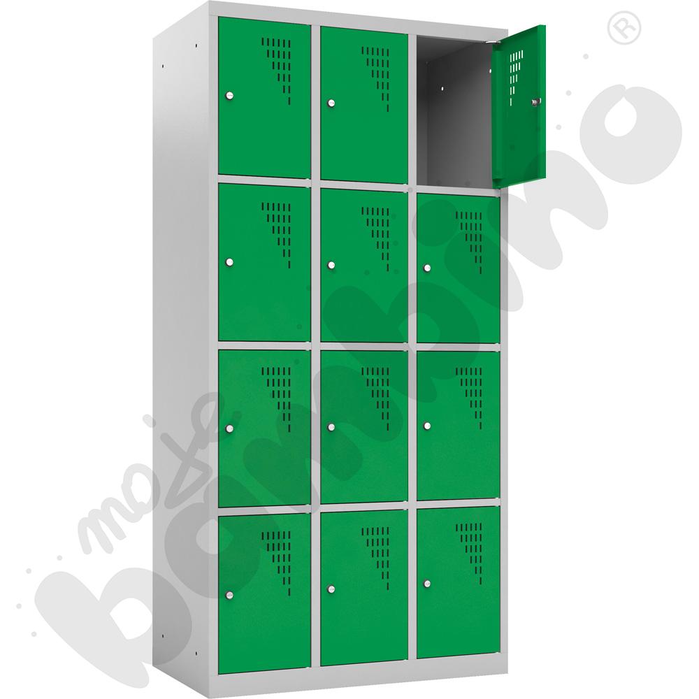 Szafka skrytkowa z 12 schowkami drzwi zielone