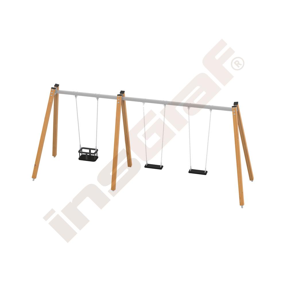 Quadro Simple - trojdílná houpačková konstrukce - dřevěná 