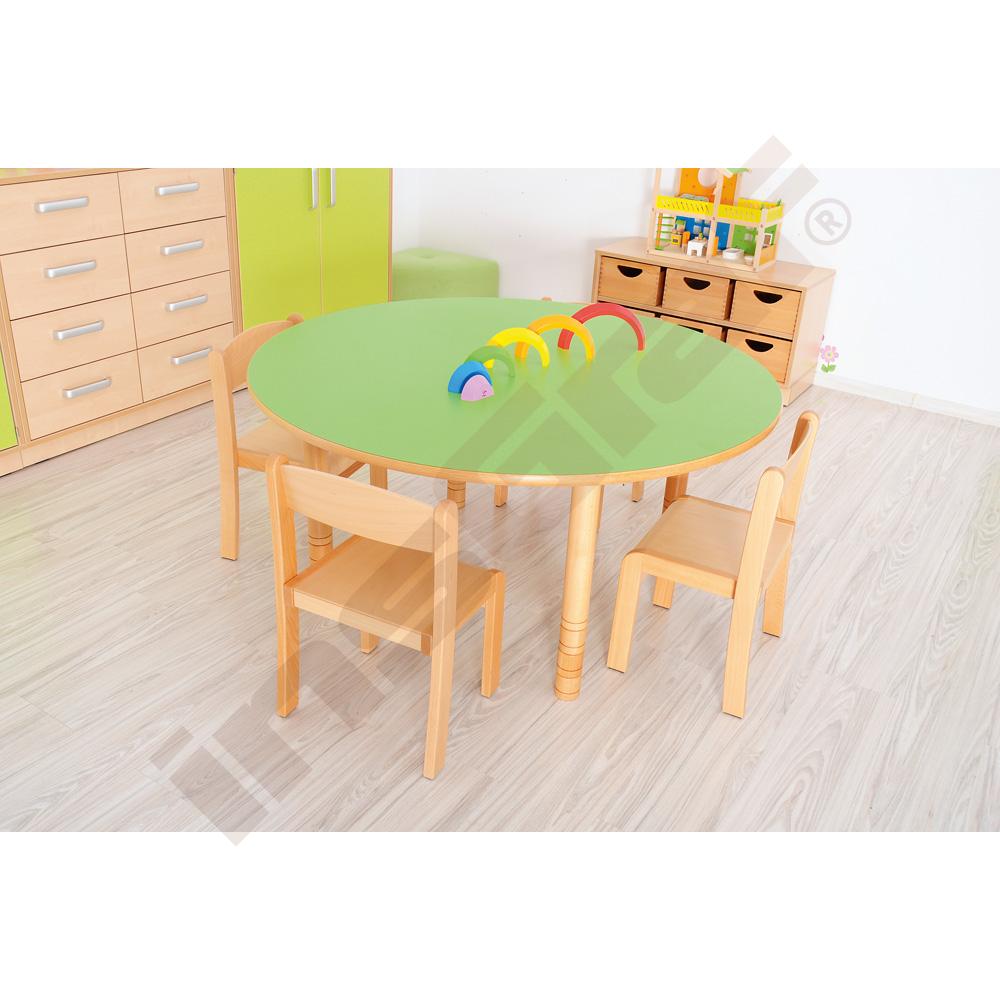 Okrúhly stôl Flexi, výška 40-58 cm - k stoličkám 21-35 cm (veľ. 1-3) - zelená