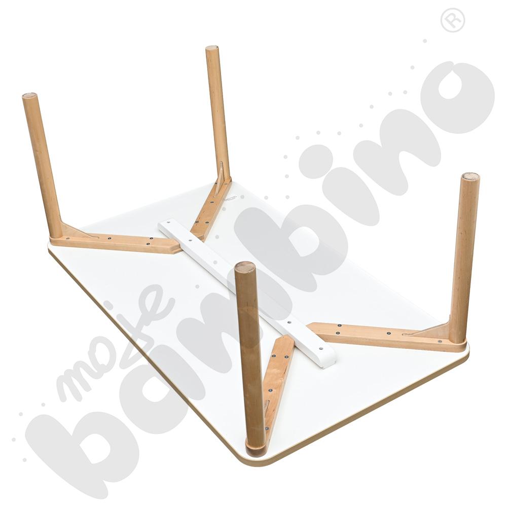 Stół Marcus prostokątny 60 x 120 rozm. 3, stelaż drewniany brzozowy, stopka drewniana, blat biały, narożniki zaokrąglone