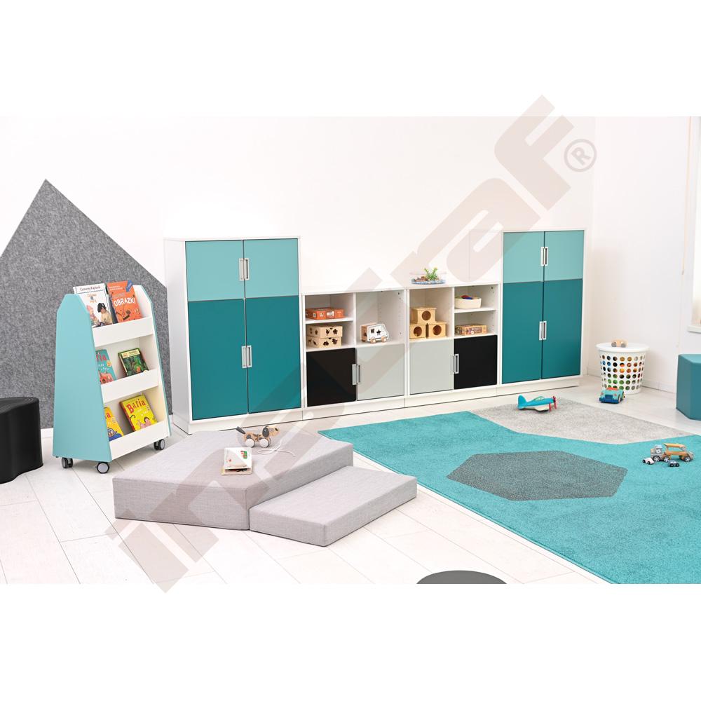 Quadro - regál L s předělem a 2 policemi, bílý  