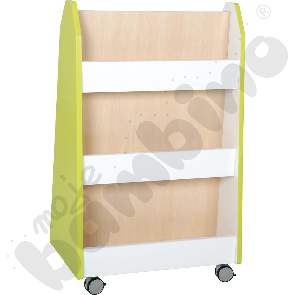 Quadro – dwustronna biblioteczka mobilna, limonkowa, skrzynia klon jasny