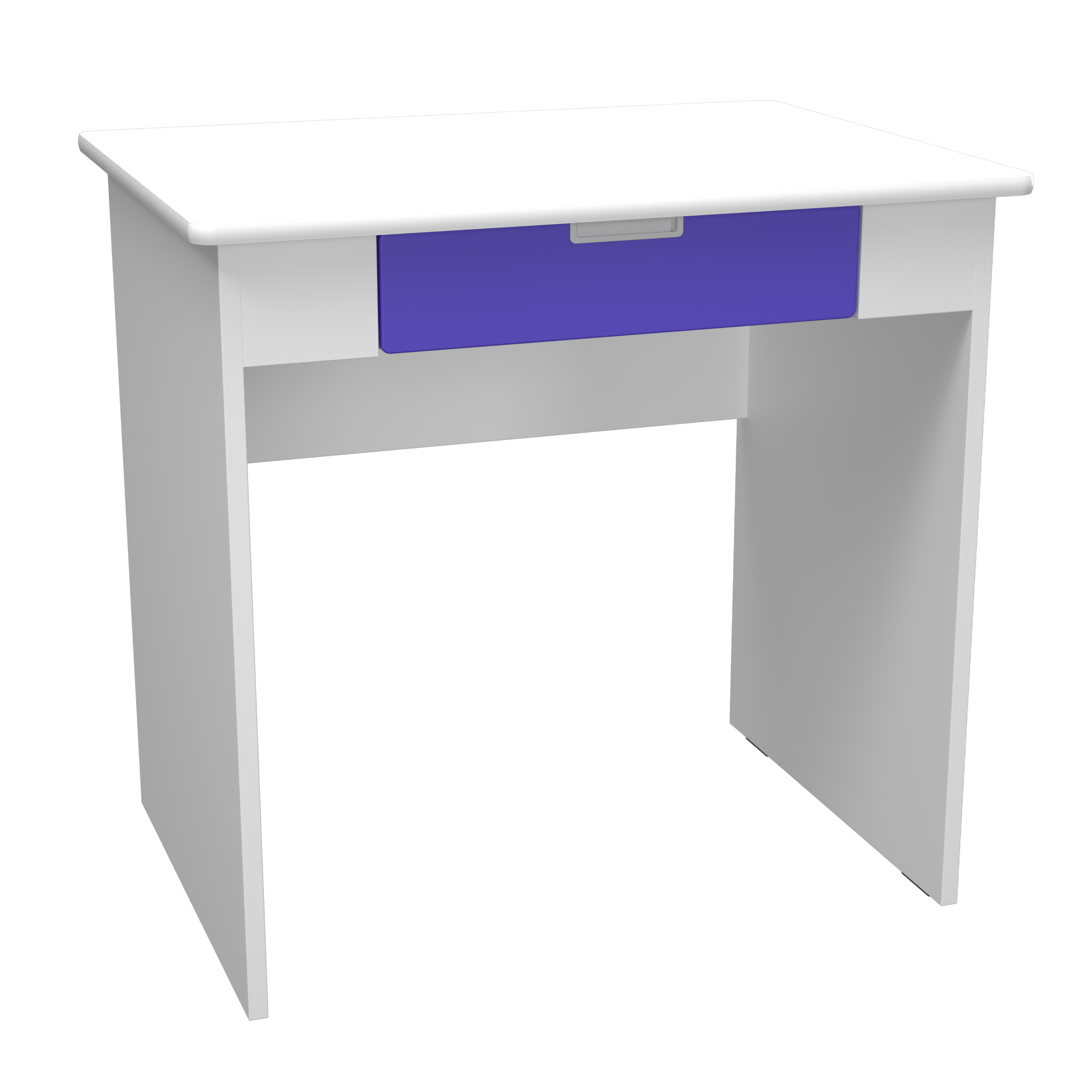 Quadro - písací stôl so širokou zásuvkou - modrý, biely korpus