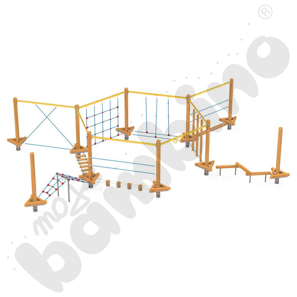 Zestaw Mini park linowy 7, drewniane słupy