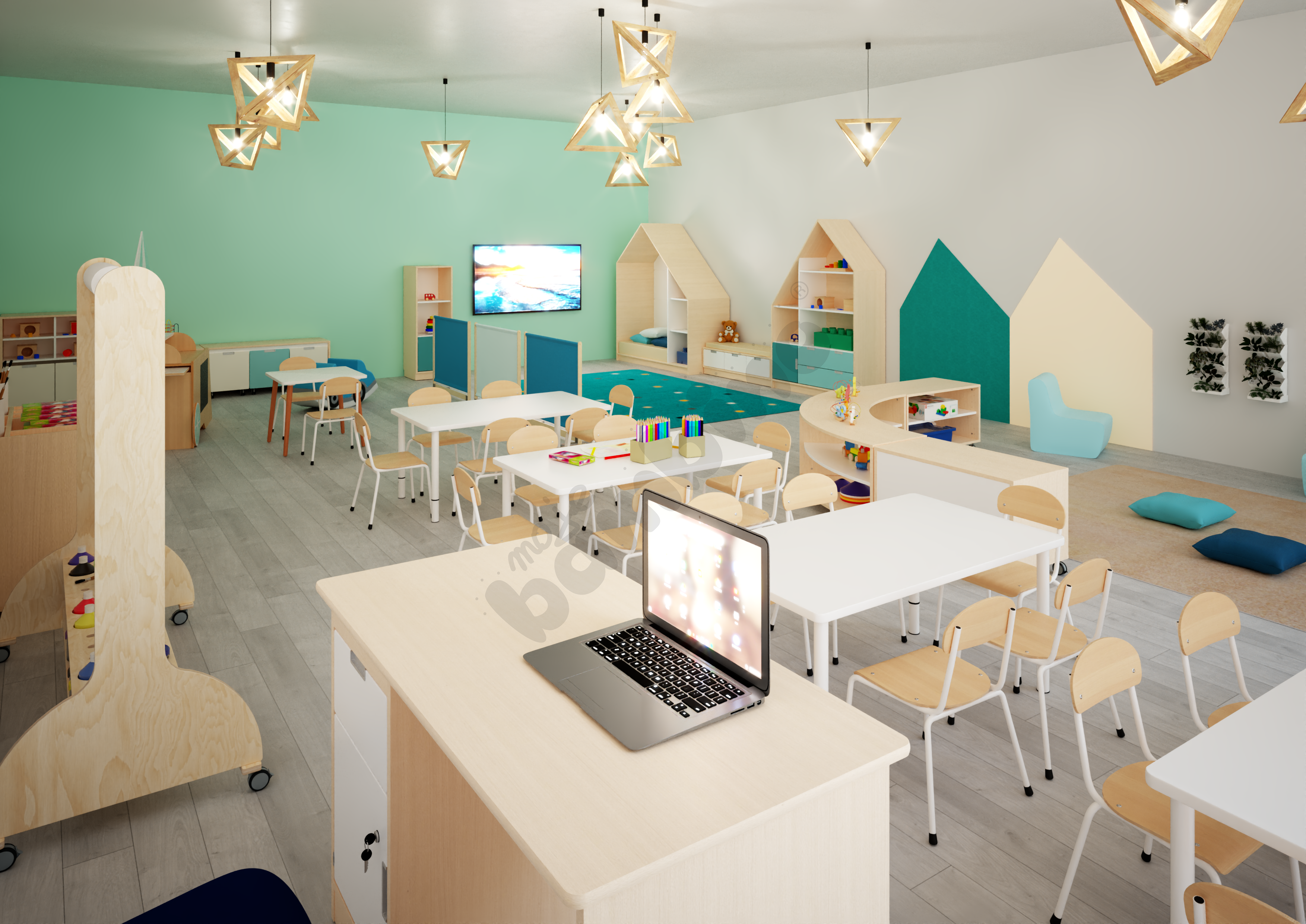  Sala przedszkolna Quadro w odcieniach turkusowych