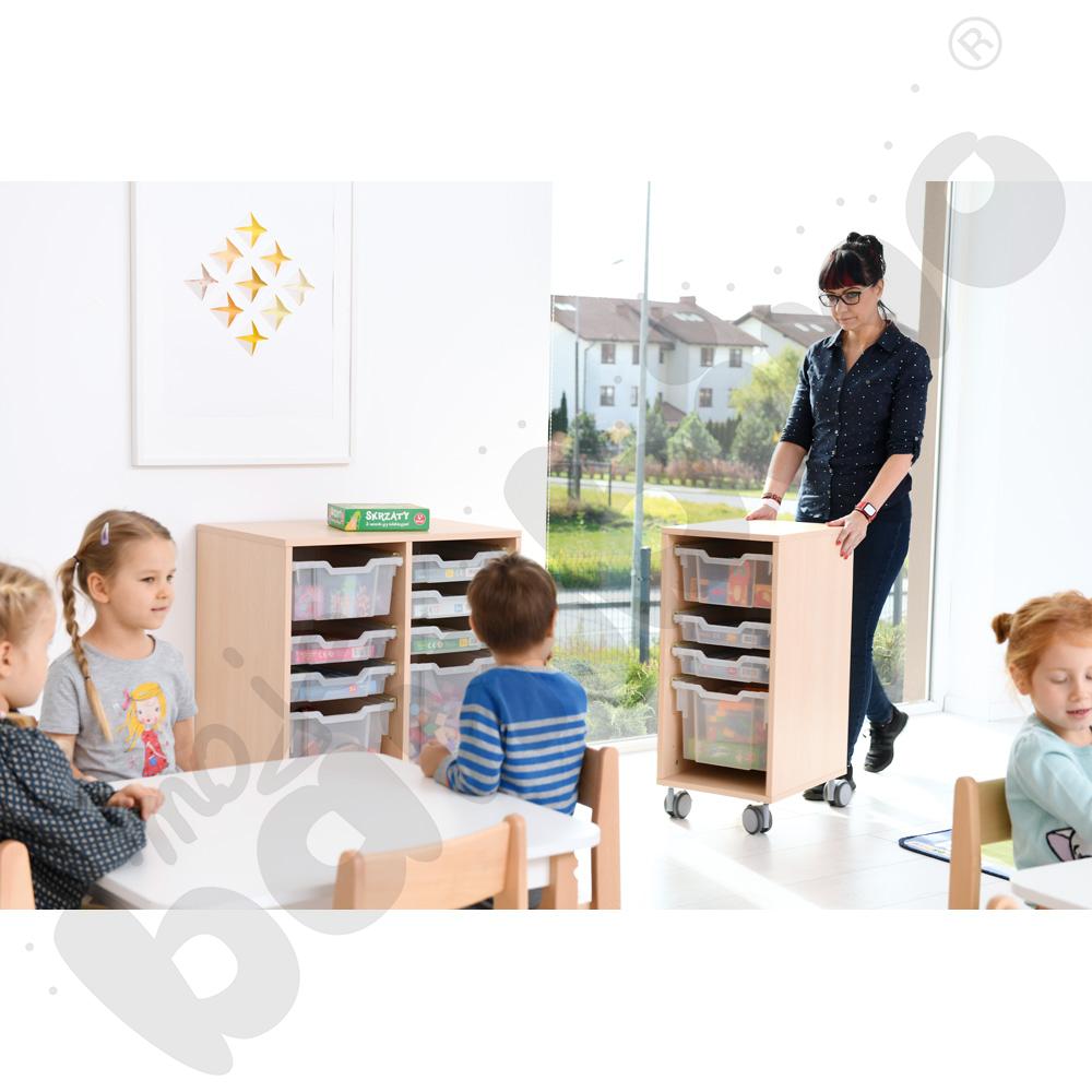 Regał Grande mobilny M na pojemniki – 1 kolumna – klon jasny