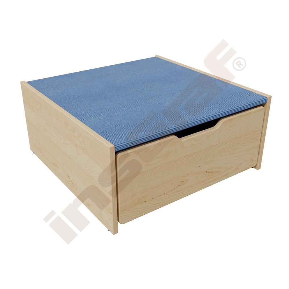 Spielpodest mit Rollkasten, hellblau