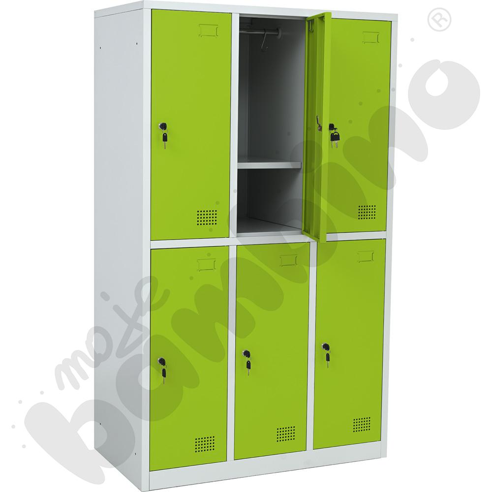 Szafa ubraniowa z 6 schowkami, 150 cm - drzwi jasnozielone