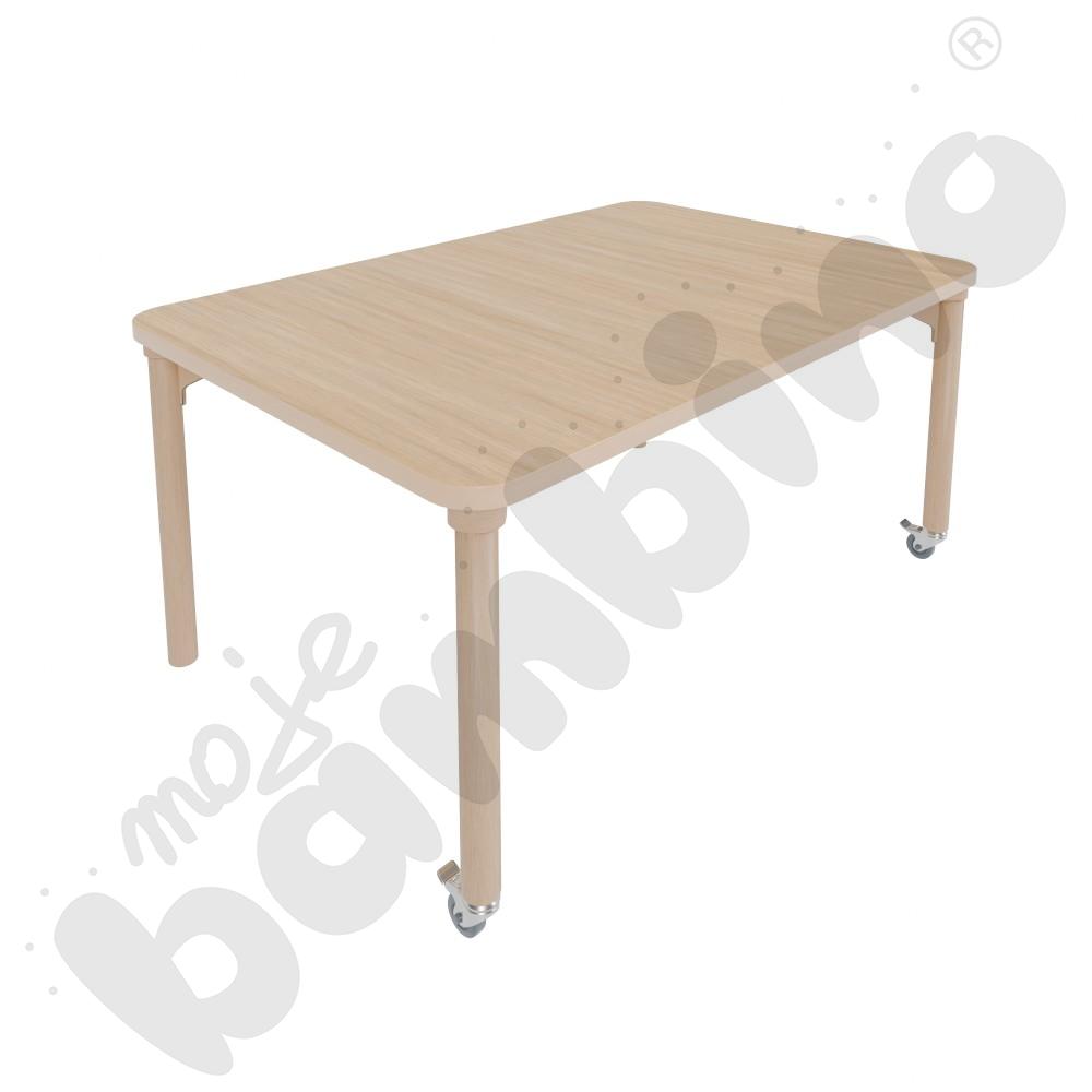 Stół Marcus 120 x 120 cm, rozm. 2, nogi drewniane brzozowe z 2 kółkami, blat HPL klon, obrzeże ABS