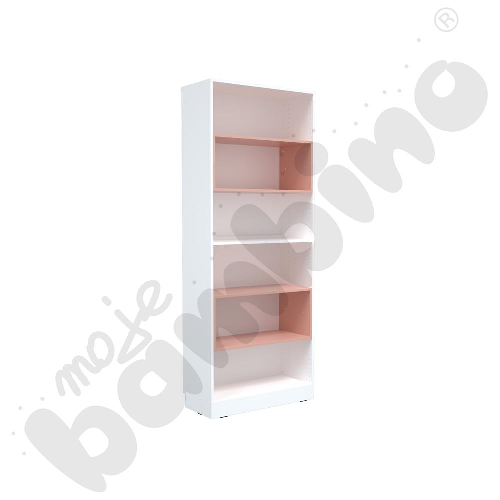 Regał Grande biblioteczny, skrzynki brudnoróżowe, szer. 88 cm - biały