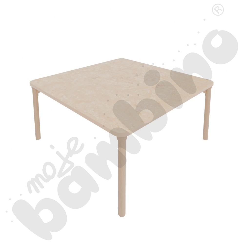 Stół Marcus Cichy kwadratowy 120 x 120 rozm. 3, stelaż drewniany brzozowy, stopka drewniana, blat beżowy, narożniki zaokrąglone
