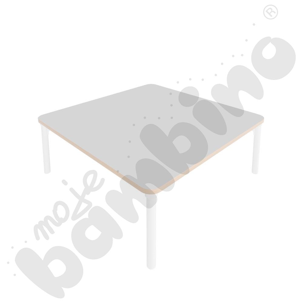 Stół Marcus 120 x 120 cm, rozm. 1, nogi drewniane białe, blat jasnoszary, obrzeże ABS