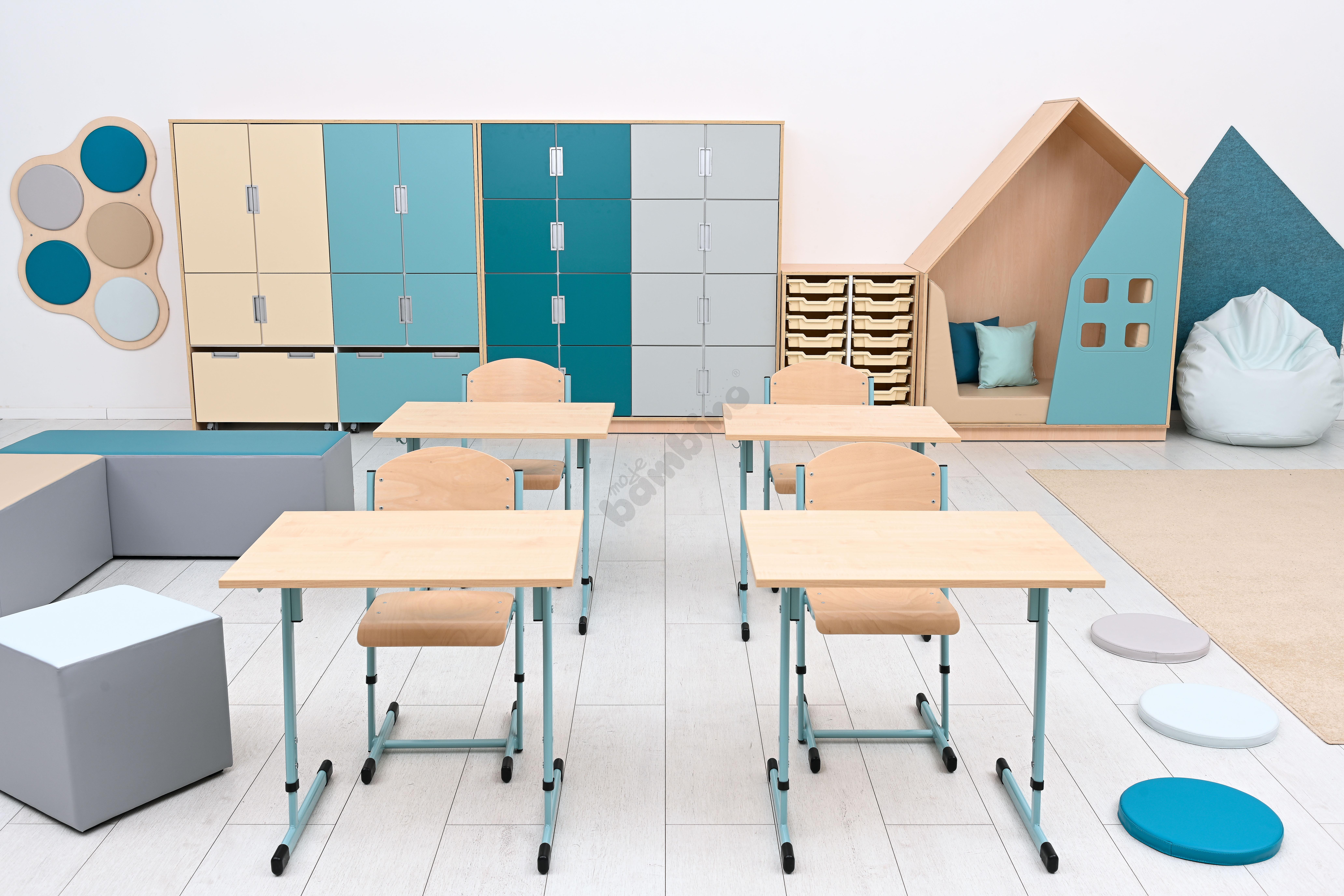 Sala szkolna Quadro w kolorystyce turkusowej