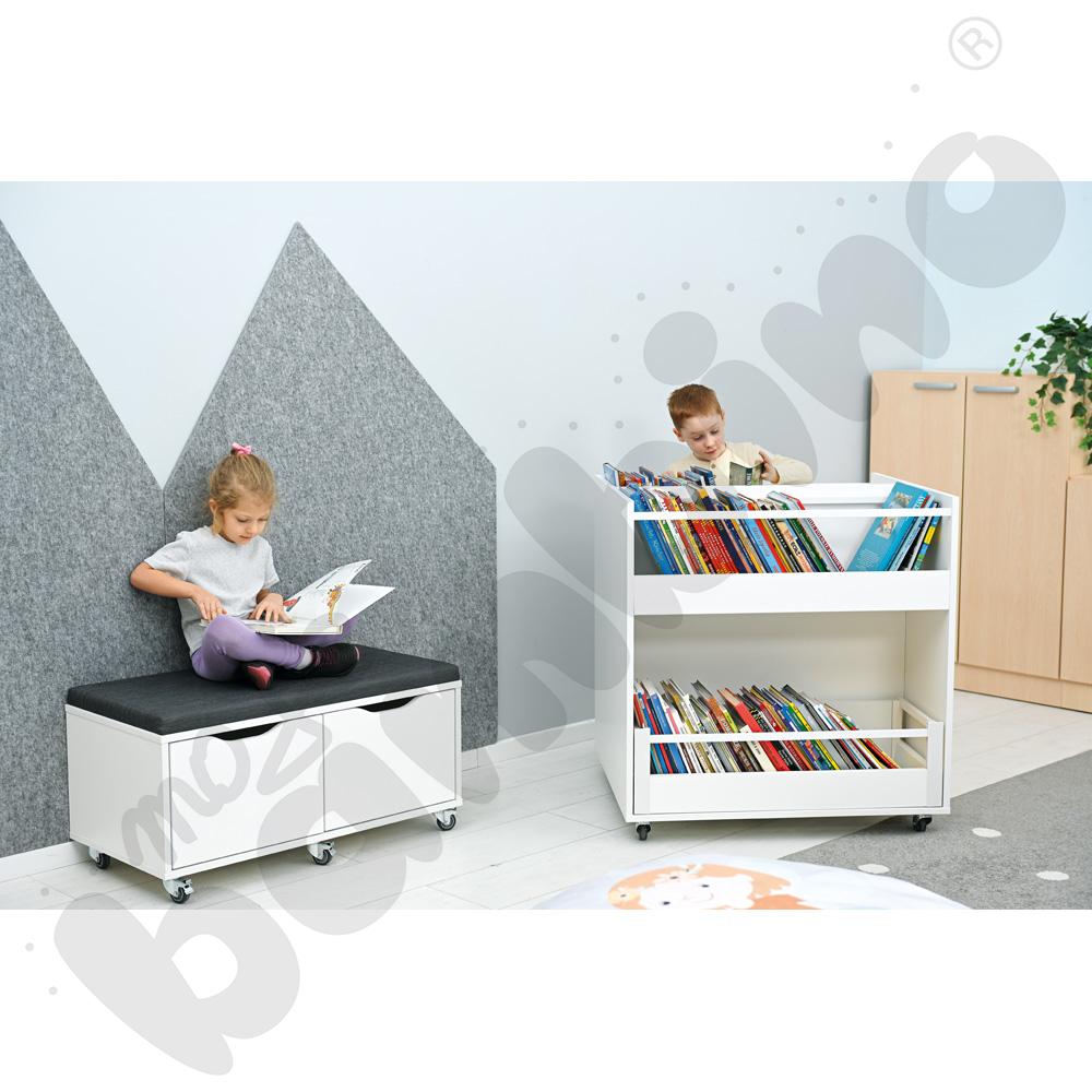 Mobilna szafka Comodo z siedziskiem - biała