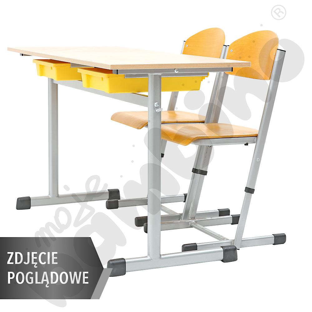 Stół G 130x55 rozm. 6, 2-os., stelaż aluminium, blat biały, obrzeże ABS, narożniki zaokrąglone