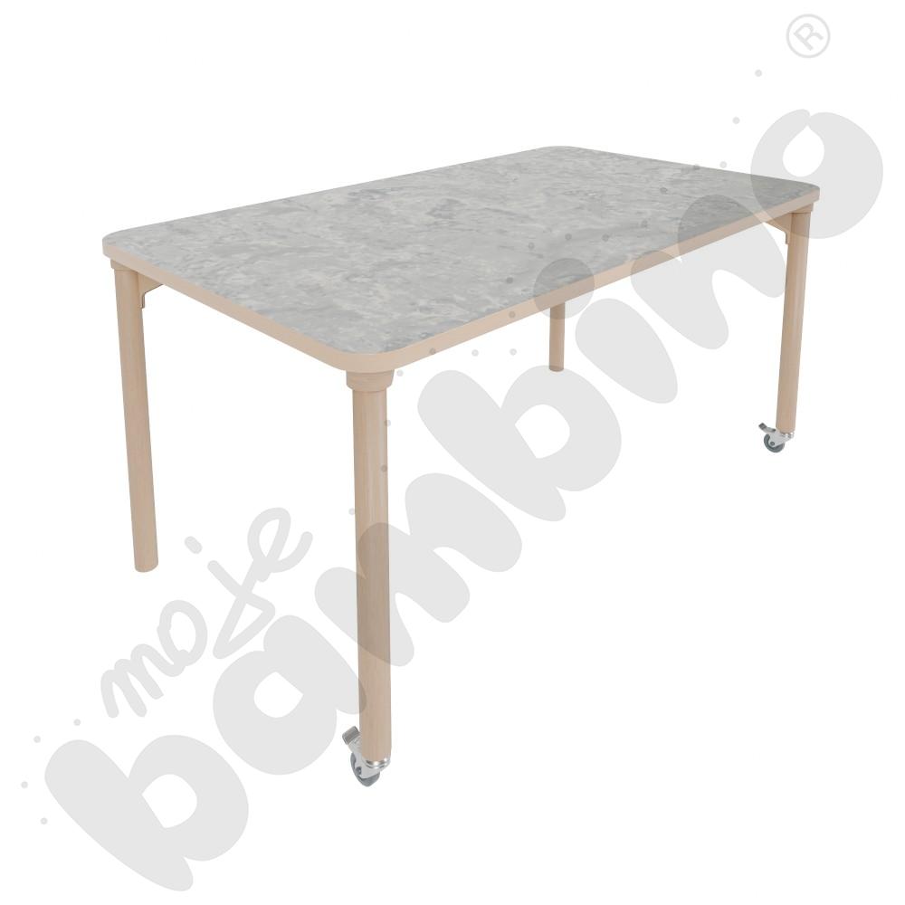 Stół Marcus 140 x 80 cm, rozm. 5, nogi drewniane brzozowe z 2 kółkami, blat cichy jasnoszary, obrzeże ABS