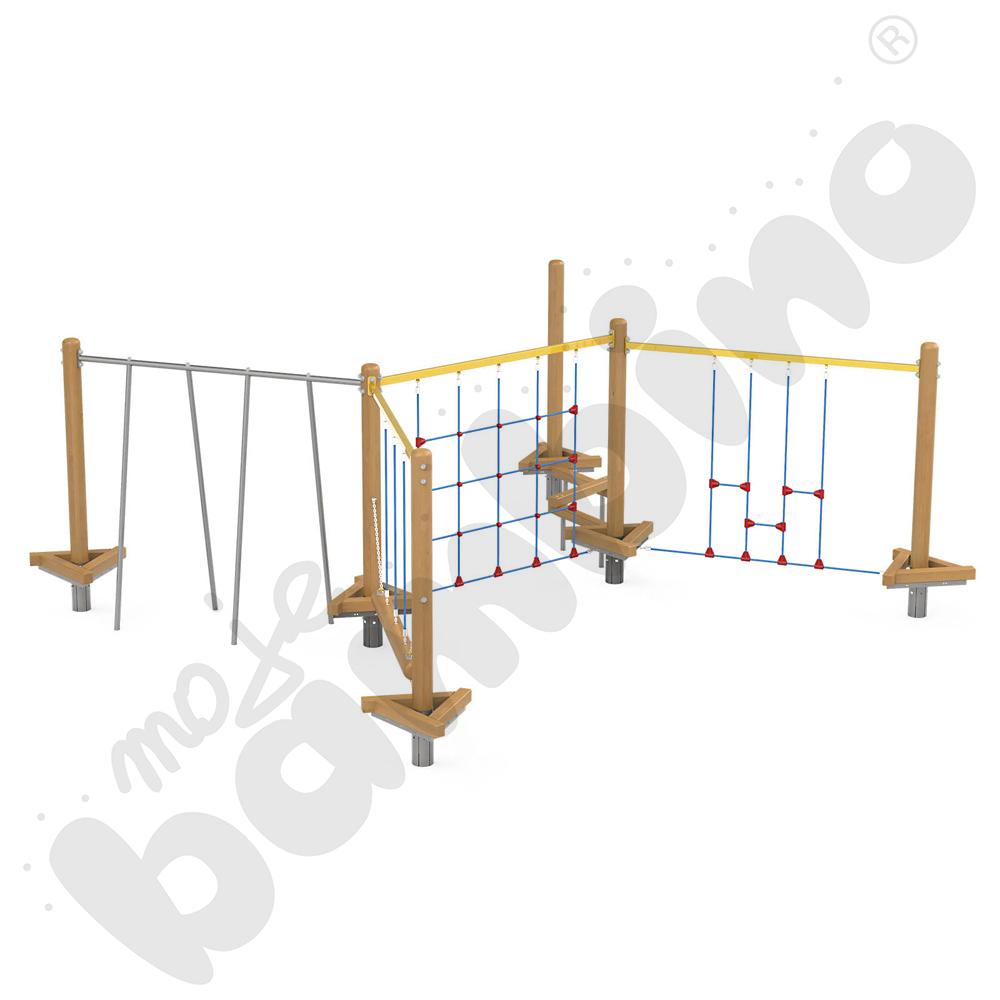 Zestaw Mini park linowy 1, drewniane słupy