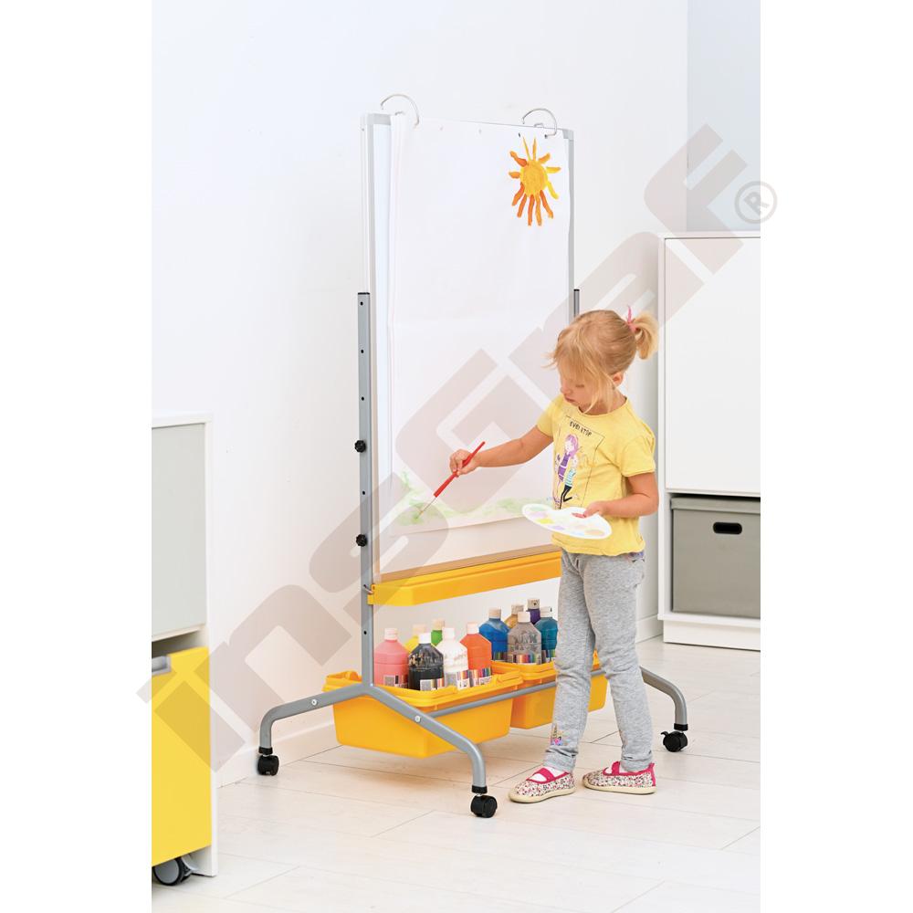 Bílá mobilní magnetická tabule 75 x 100 cm - žluté zásobníky