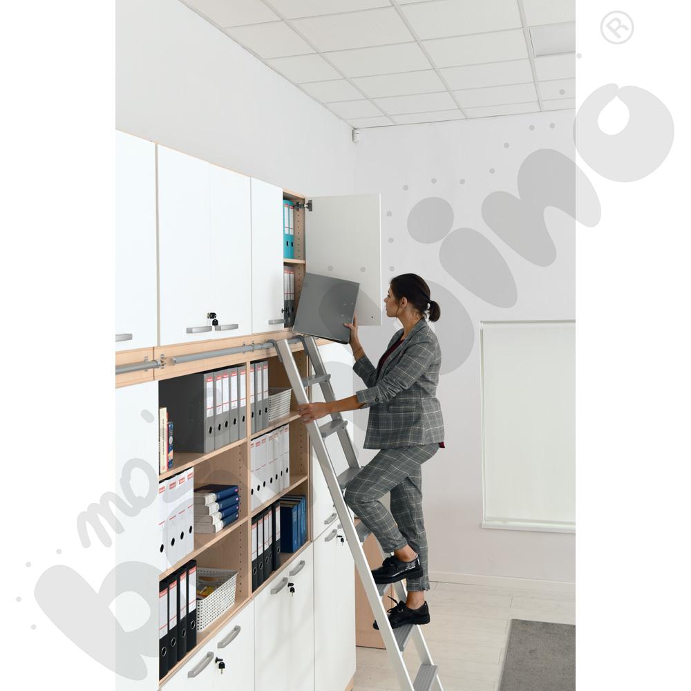 Grande - Wysoki regał z modułem do mocowania drabiny 27 - klonowo-biały