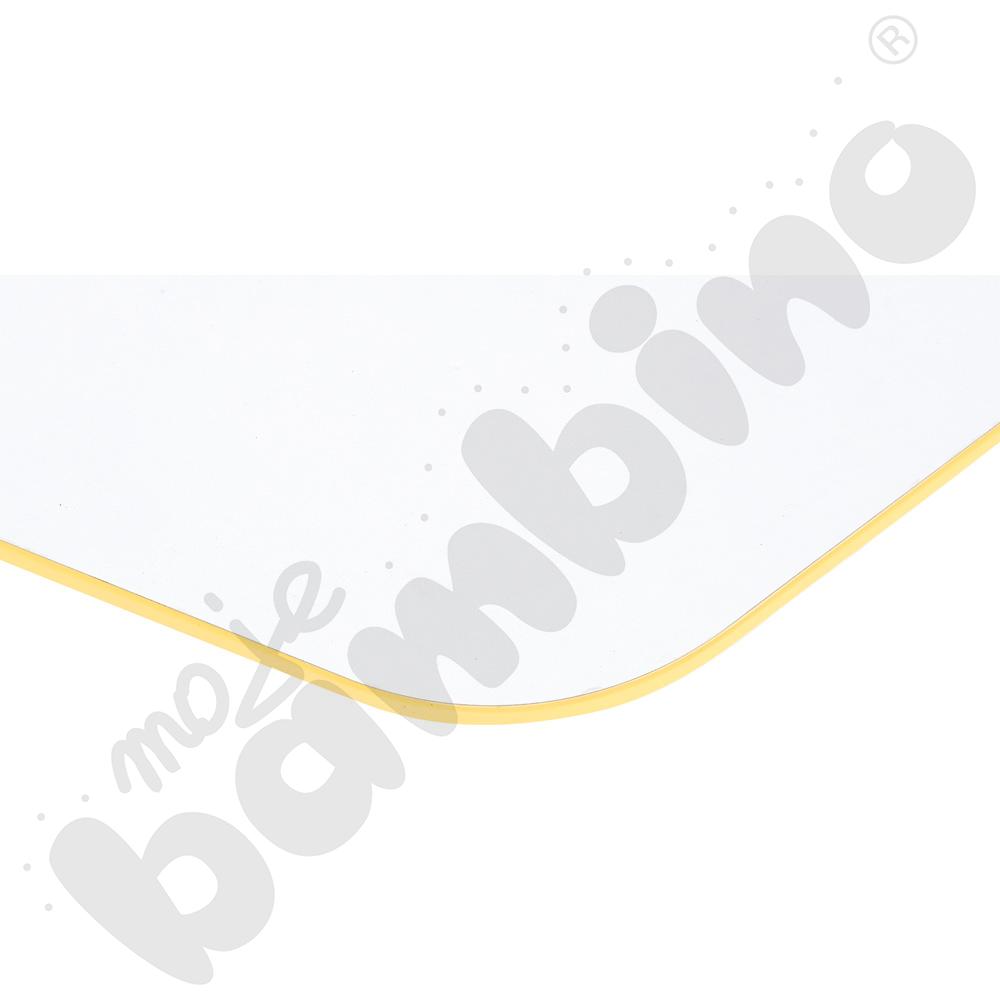 Blat Quadro biały sześciokątny, żółte obrzeże