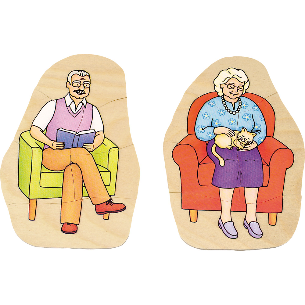 Edukačné viacvrstvové puzzle - babka a dedko