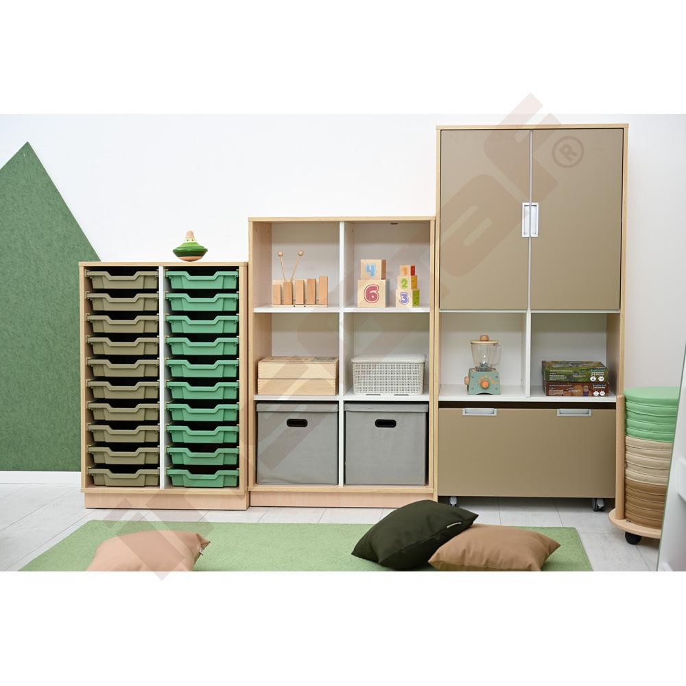 Quadro - skříňka M+ na plastové zásobníky - 2 sloupy - světlý javor