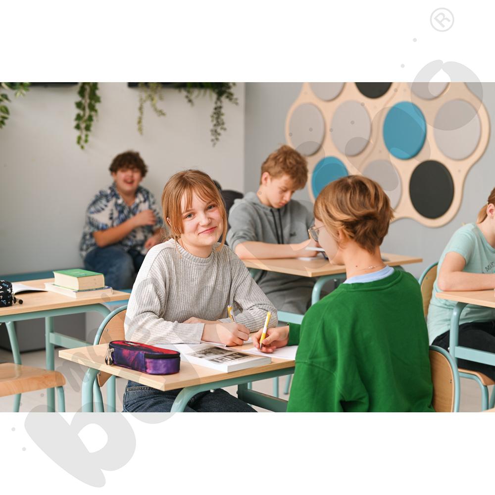 Stół Daniel 1-os. klon 375 z krzesłem P, rozm. 6, turkusowe