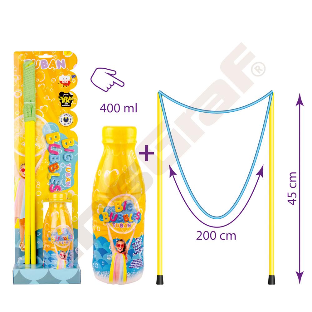 Provázek pro výrobu velkých bublin (délka rukojetí 50 cm), včetně tekutiny pro výrobu bublifuku - sada