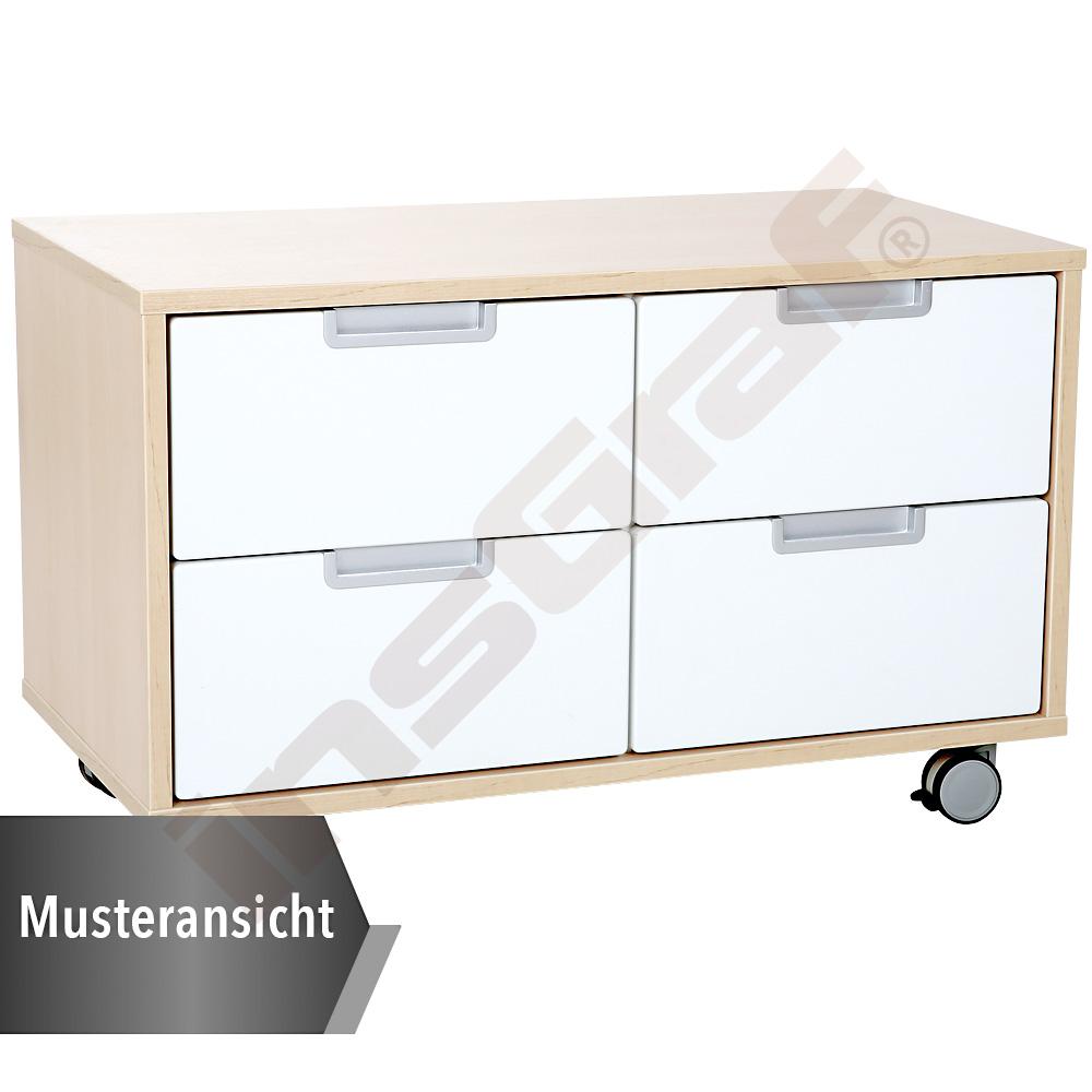 
Schrank S mit 4 schmalen Schubladen, B 79, weiß - auf Rollen - weiß (Quadro 28)

