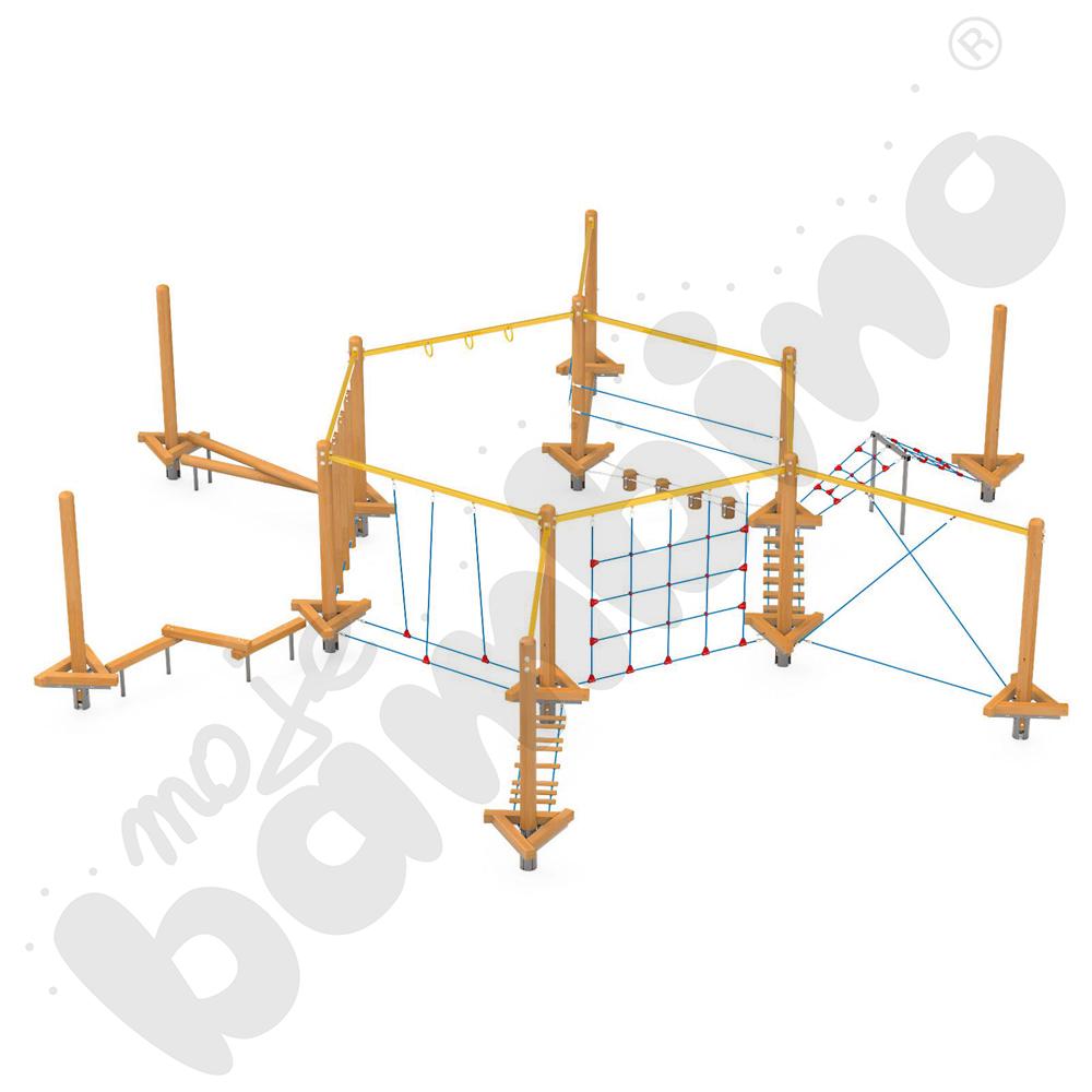 Zestaw Mini park linowy 2, drewniane słupy
