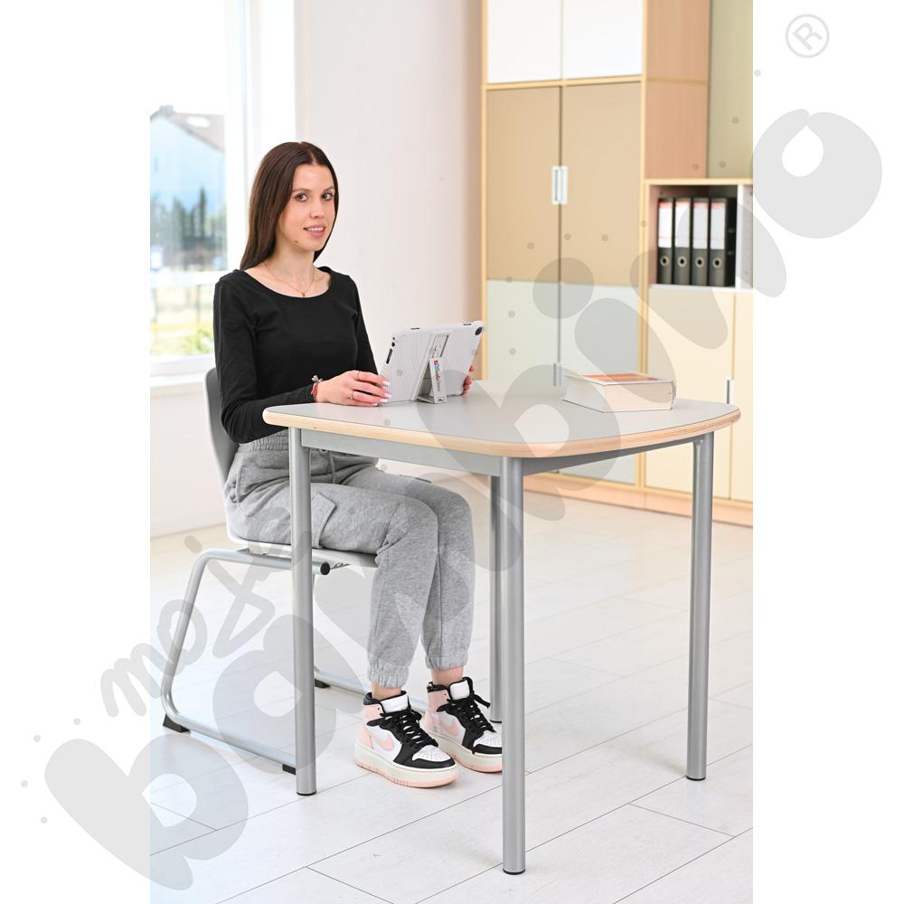 Stół Mila kwadrat falisty 70x72, blat HPL szary, narożniki zaokrąglone, rozm. 6