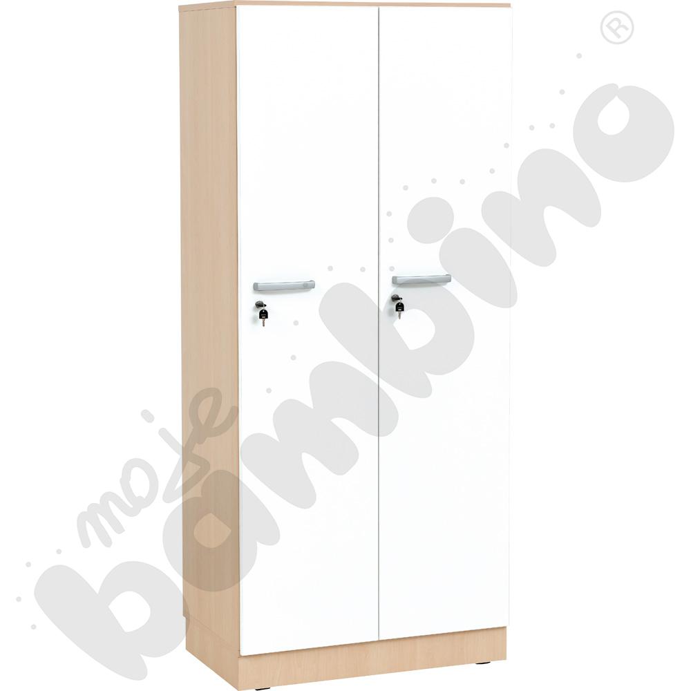 Szafa ubraniowa Grande niska 2 os., gł. 49,8 - skrzynia klon jasny i białe drzwi