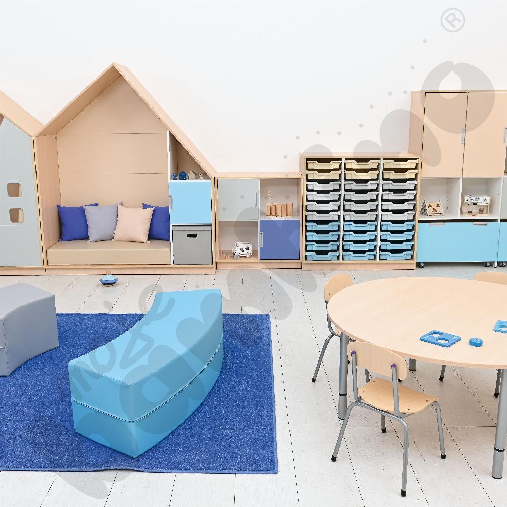 Sala przedszkolna Quadro w kolorystyce  beżowo-niebieskiej