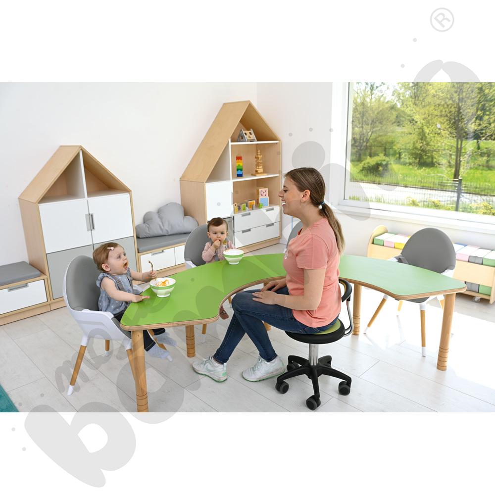 Stolik do karmienia - podkowa rozm. 40-58 cm - blat HPL zielony