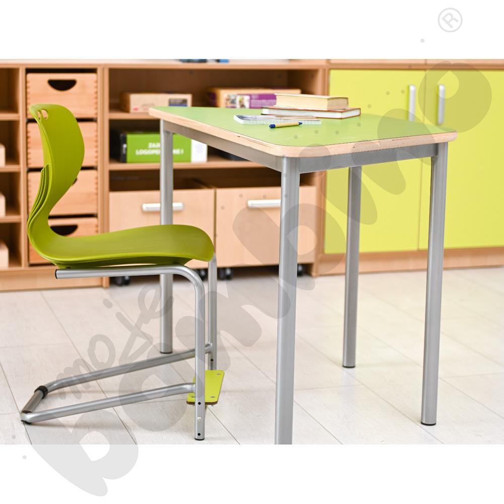 Stół Mila trapezowy 120x70x60x70, blat HPL zielony, narożniki zaokrąglone, rozm. 6