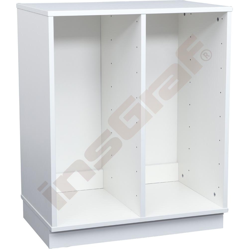 Quadro - skříňka M na plastové zásobníky, 2 sloupy - bílá 