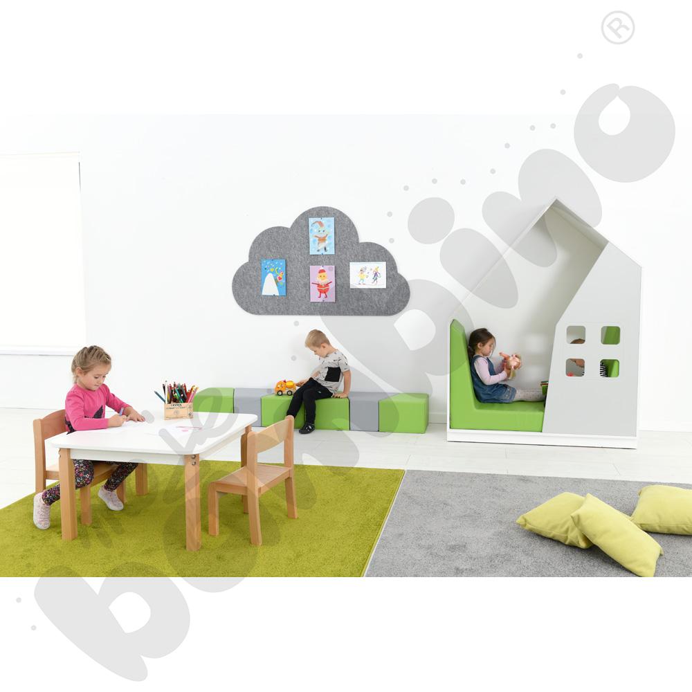 Quadro - szafka-domek, szara, w białej skrzyni