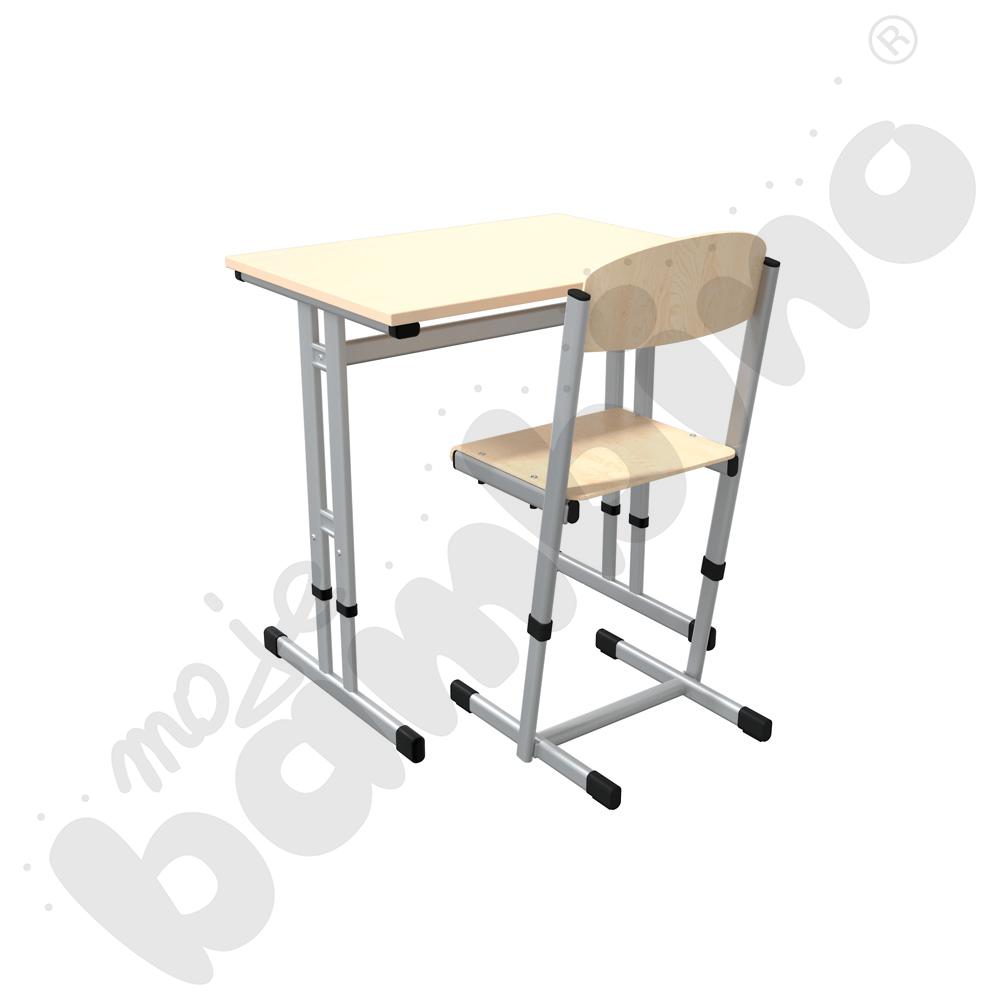   Stół IN-R 1-os. klon HPL z krzesłem T, rozm. 4-6, aluminium  