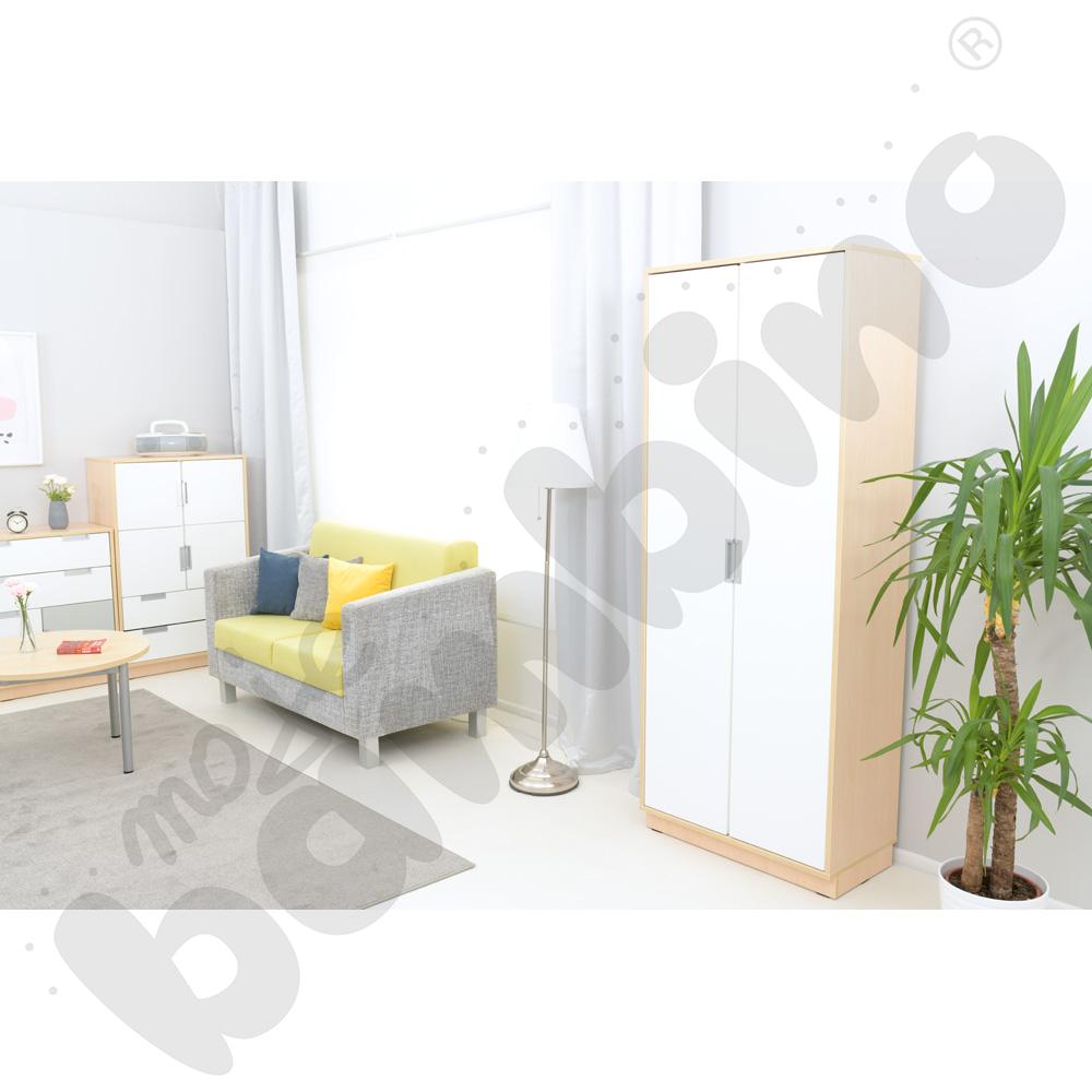 Quadro - szafa ubraniowa  - biała, w klonowej skrzyni