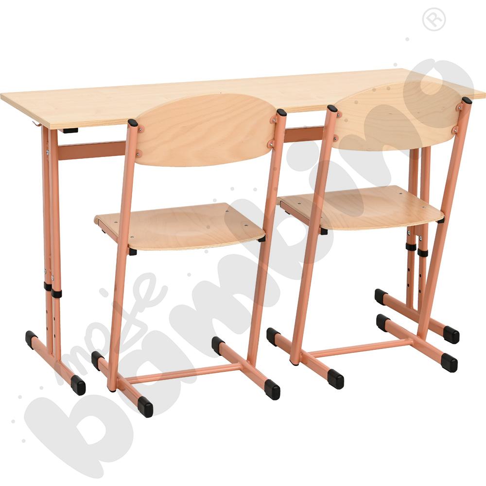 Stół IN-R 2-os. z krzesłami T, rozm. 6, łososiowe