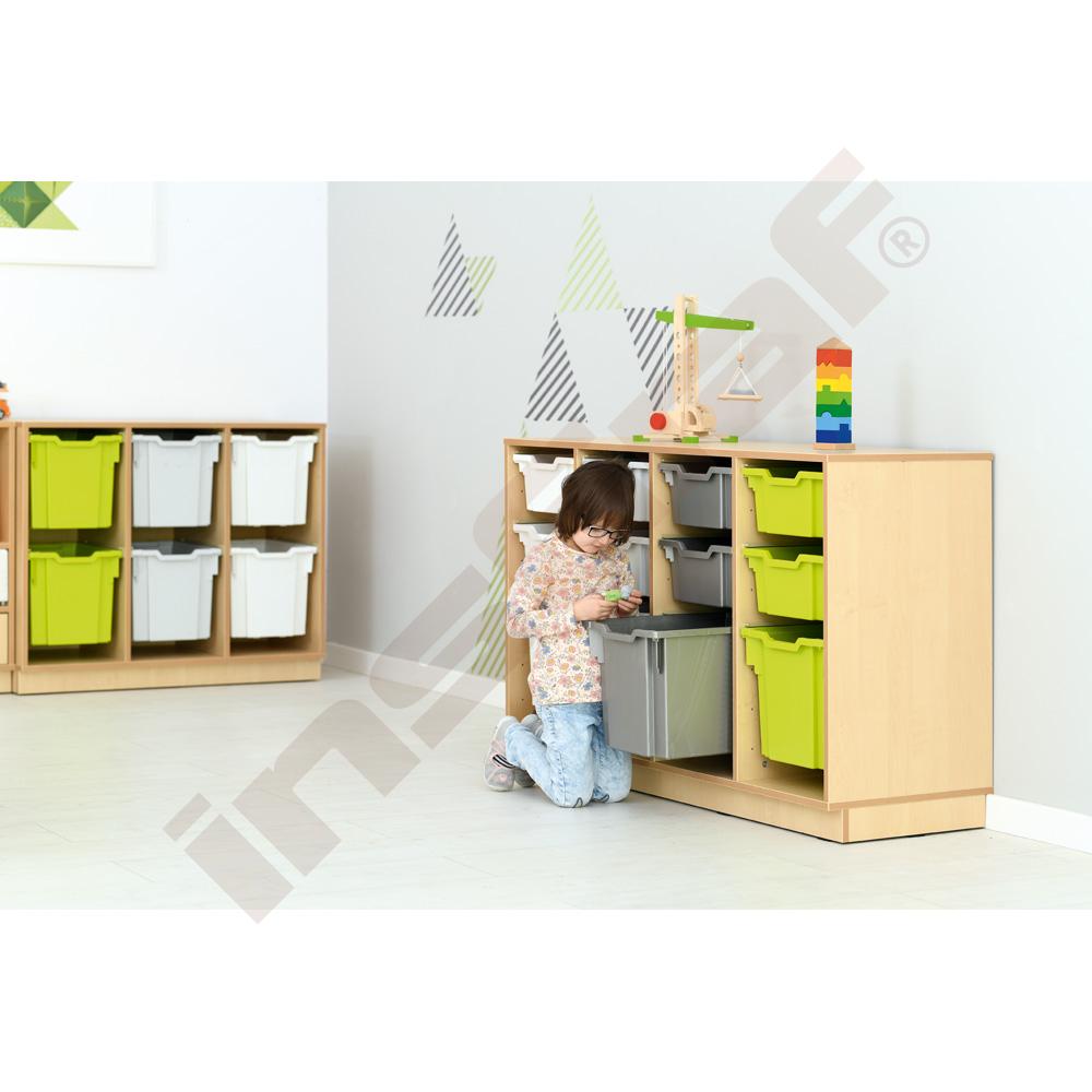 Skříňka Flexi D na zásobníky, se soklem - 4 sloupy