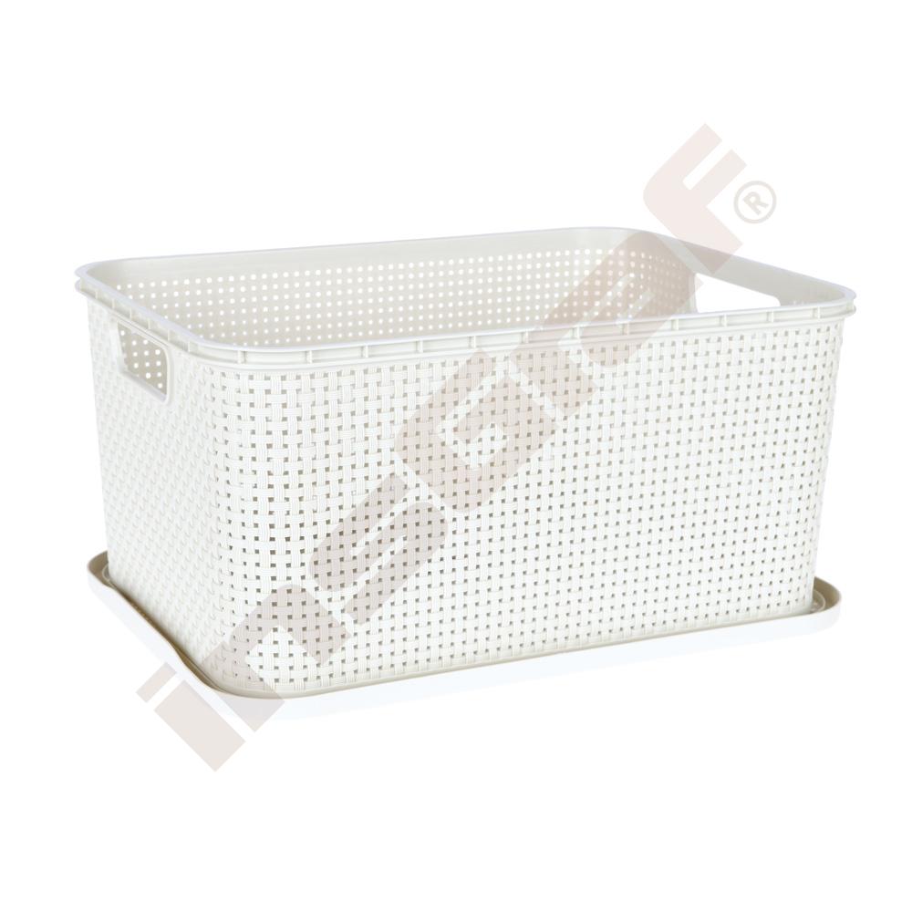 Košík s víkem 19 l - bílý