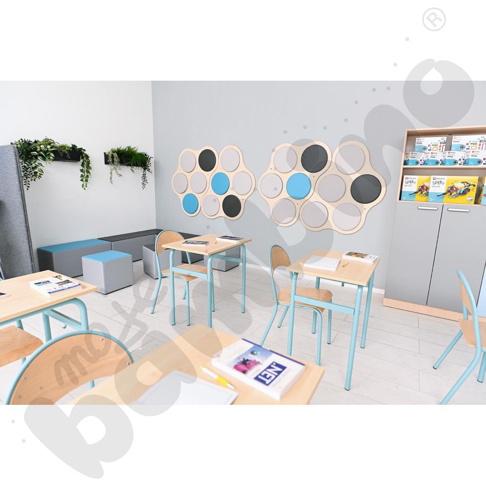 Stół Daniel 1-os. klon 375 z krzesłem P, rozm. 6, turkusowe