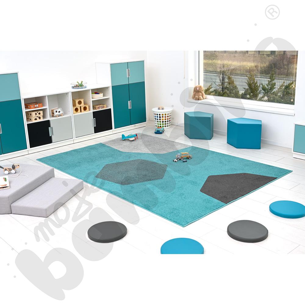 Dywan Sześciokąty, turkusowy, 2 x 3 m